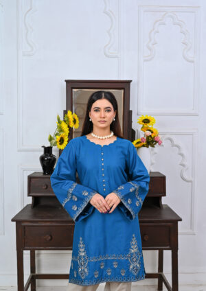 A stunning blue Plain khadar outfit